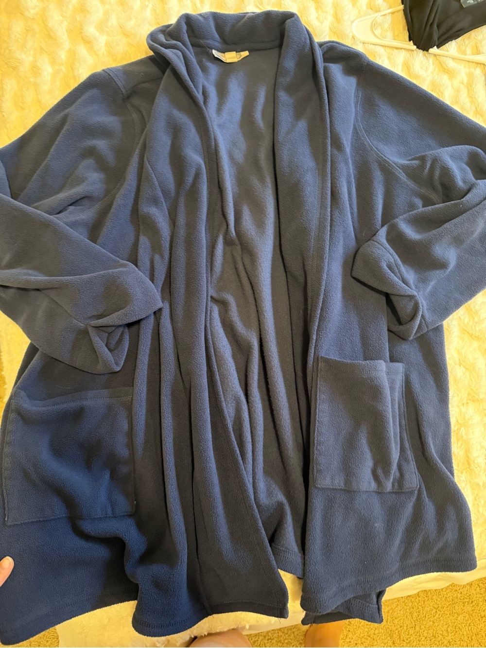 Woman Within Navy Open-Front Fleece Cardigan